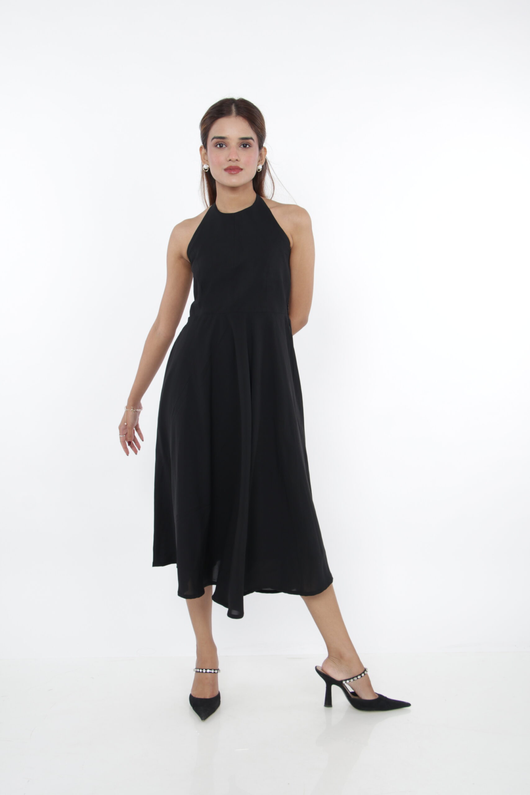 Black Halter Midi Dress
