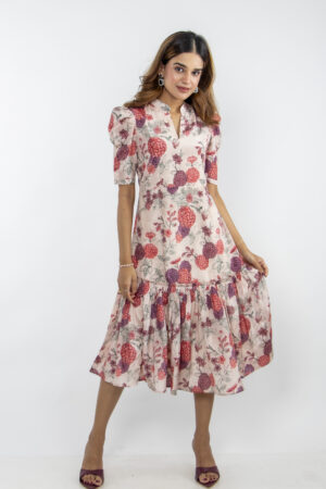 Floral Puff Sleeves Dress