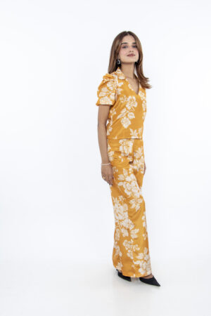 Mustard Floral Top and Pant Co-ord Set